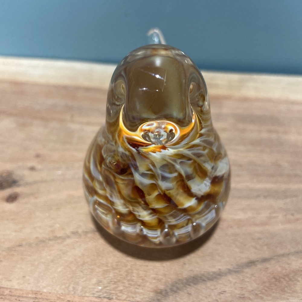 VTG Joe St. Clair Brown Blown Art Glass Bird Figurine Paperweight 4"x2.5" - Picture 3 of 5